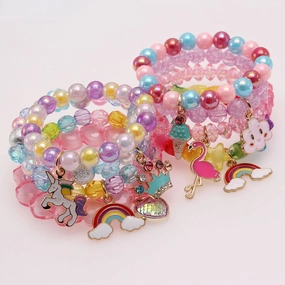 Wholesale Rainbow Cloud Oil Drip Acrylic Beaded Bracelet