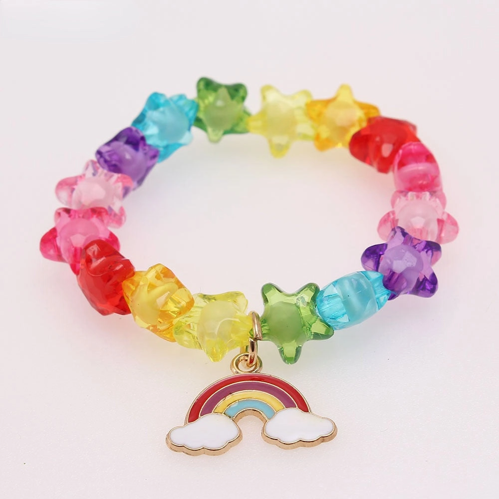 Wholesale Rainbow Cloud Oil Drip Acrylic Beaded Bracelet