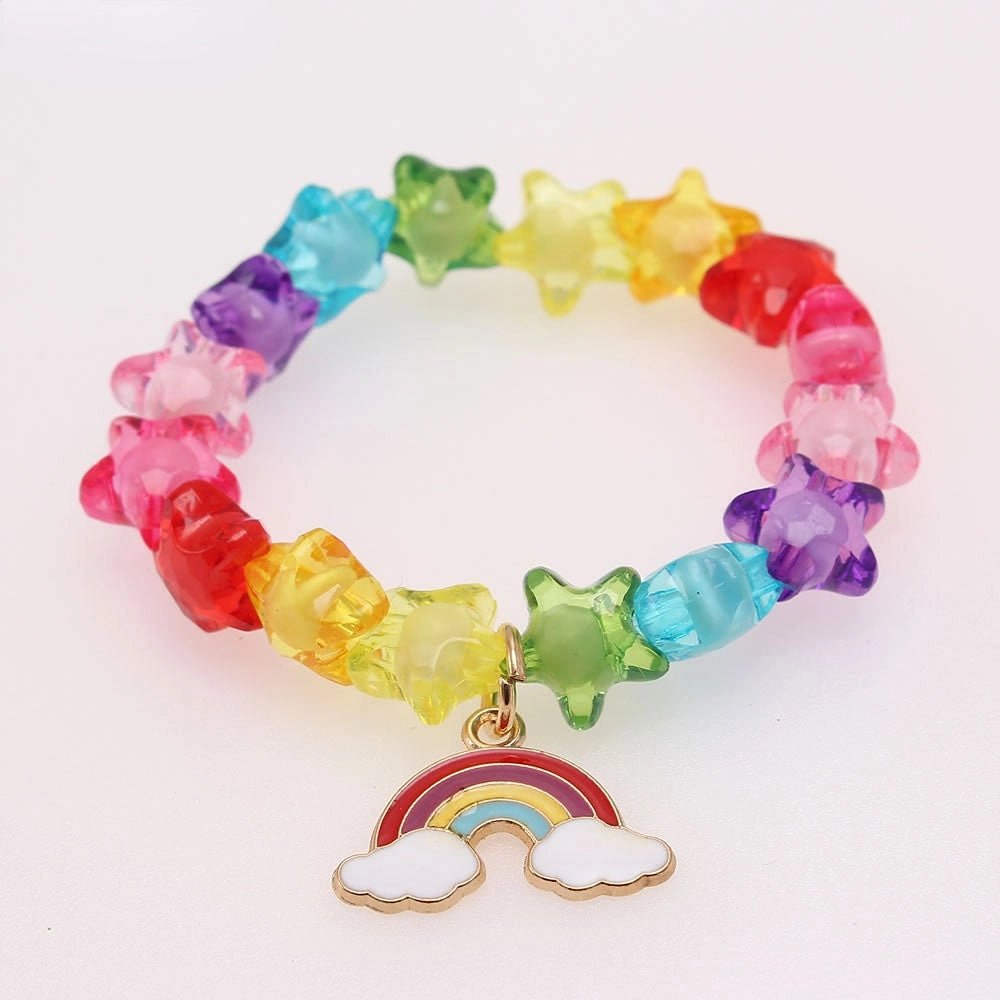 Wholesale Rainbow Cloud Oil Drip Acrylic Beaded Bracelet