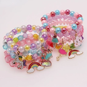 Wholesale Rainbow Cloud Oil Drip Acrylic Beaded Bracelet
