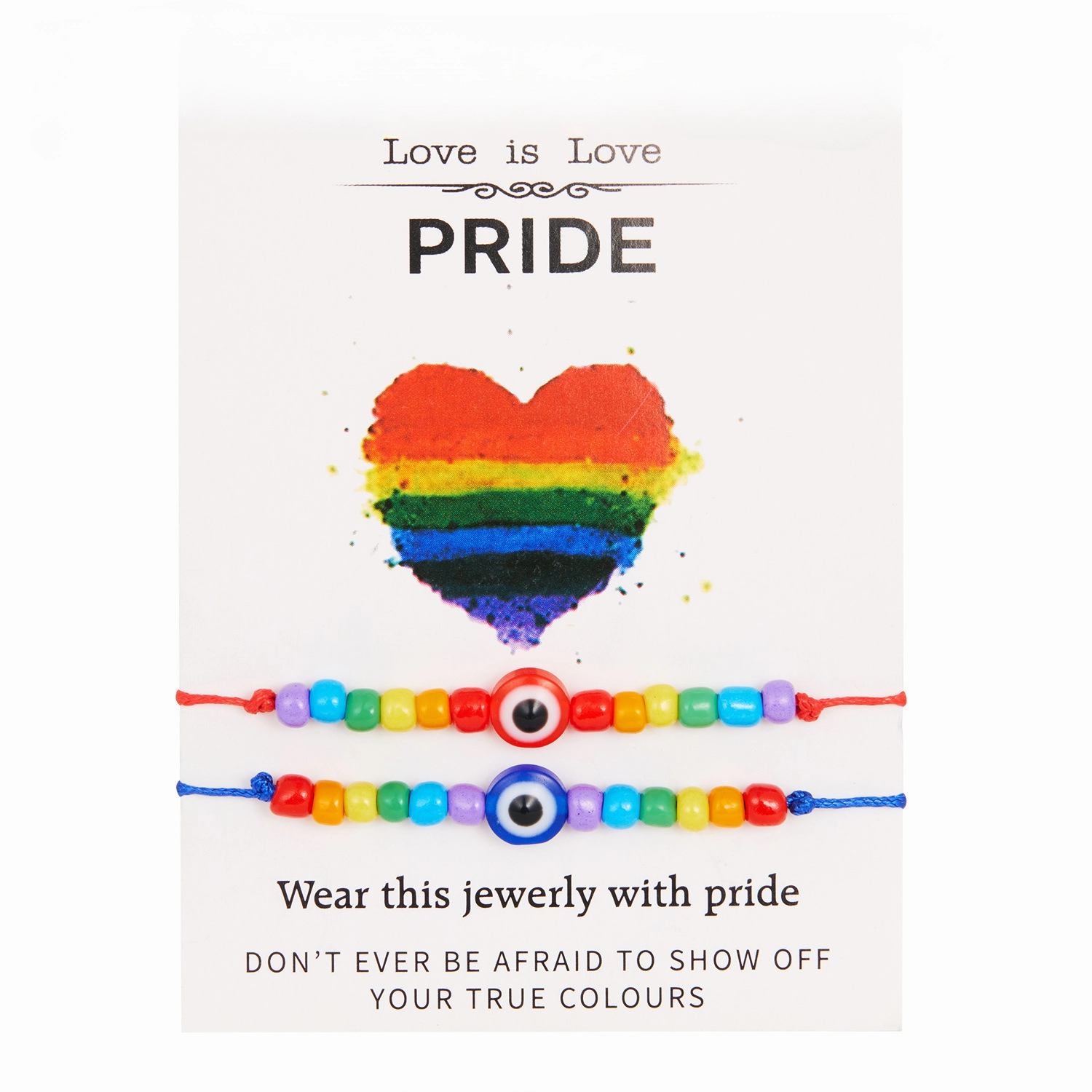 Wholesale Rainbow Eyes Paper Card Couple Crystals 2 Pack Woven Adjustable Set Bracelet