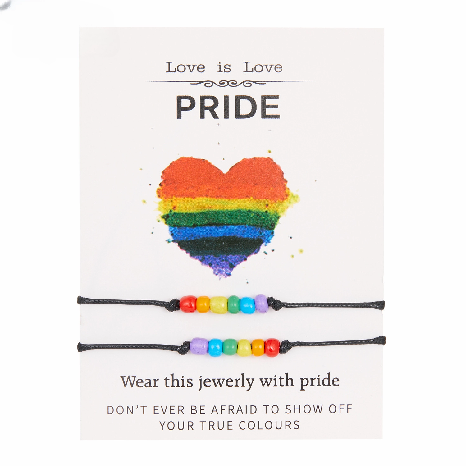 Wholesale Rainbow Eyes Paper Card Couple Crystals 2 Pack Woven Adjustable Set Bracelet