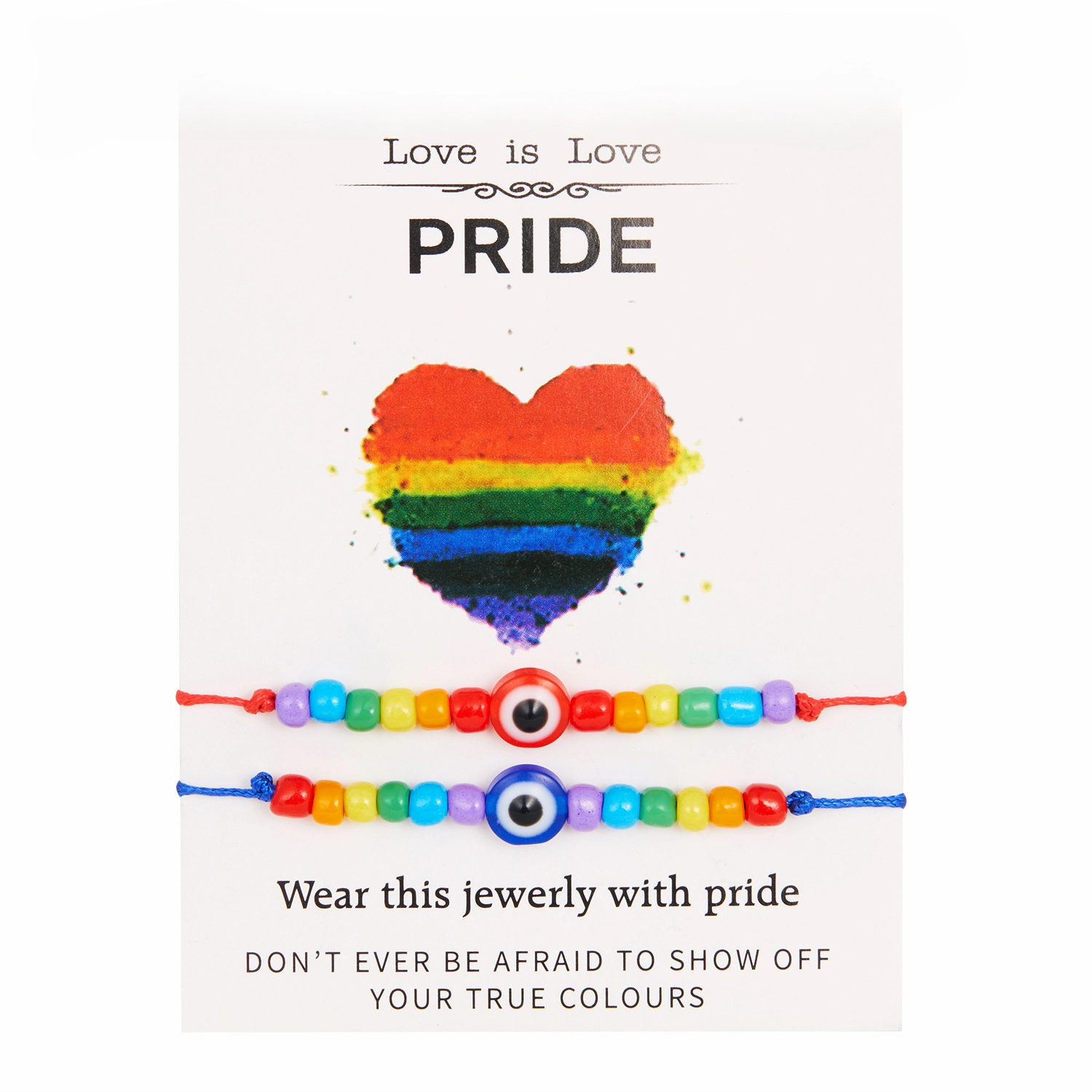 Wholesale Rainbow Eyes Paper Card Couple Crystals 2 Pack Woven Adjustable Set Bracelet