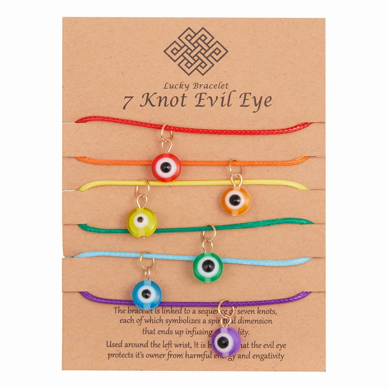 Wholesale Rainbow Eyes Paper Card Couple Crystals 2 Pack Woven Adjustable Set Bracelet