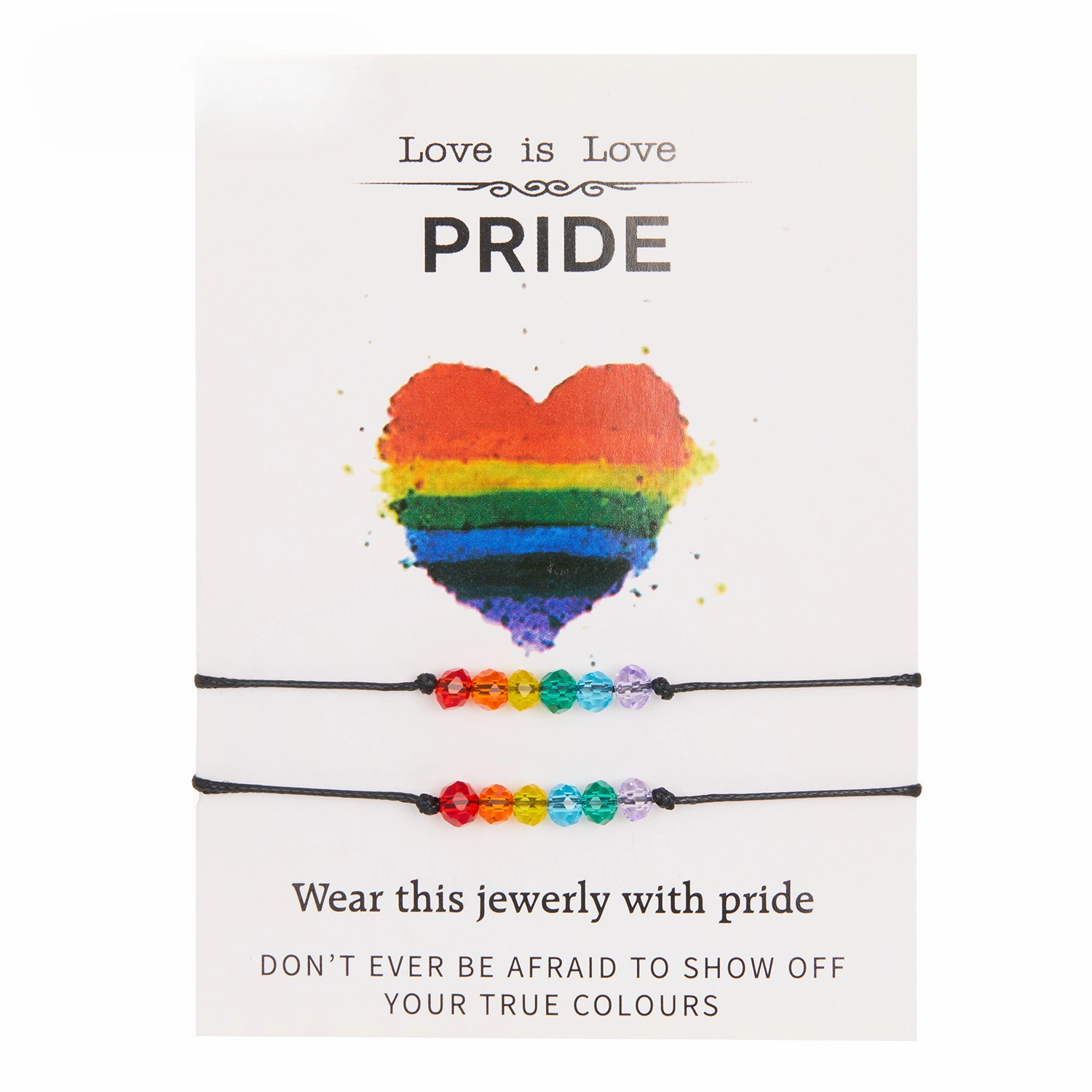 Wholesale Rainbow Eyes Paper Card Couple Crystals 2 Pack Woven Adjustable Set Bracelet