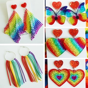Wholesale Rainbow Flag LGBT Festival Shine Bright Love Acrylic Color Tassel Ear Ring