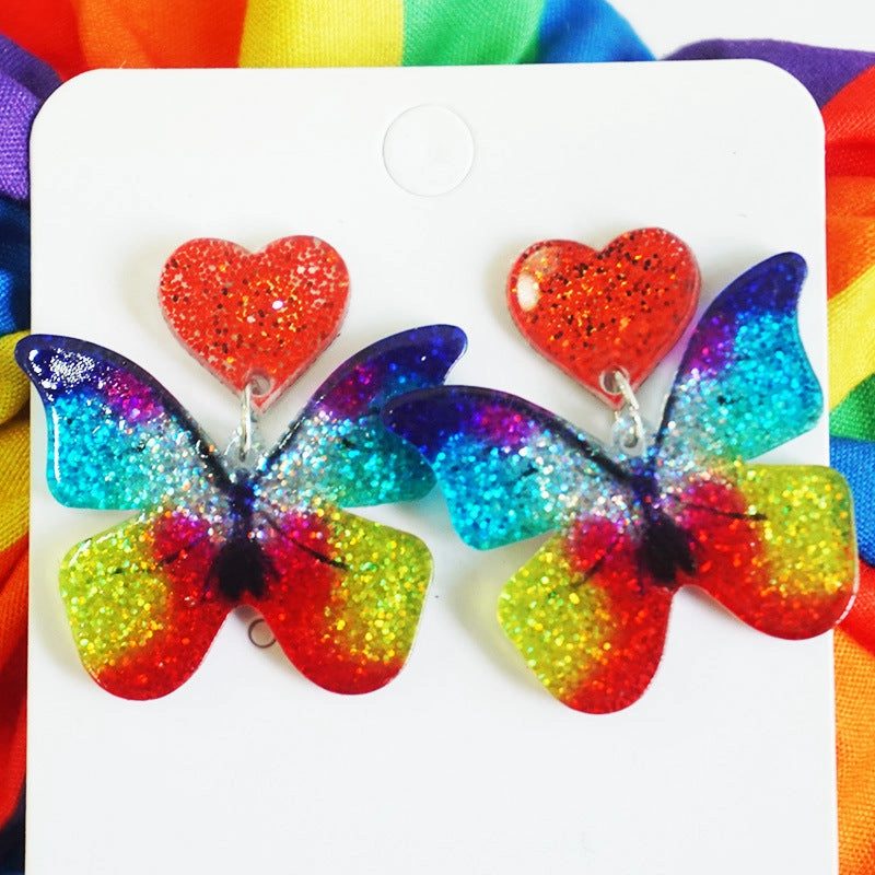 Wholesale Rainbow Flag LGBT Festival Shine Bright Love Acrylic Color Tassel Ear Ring