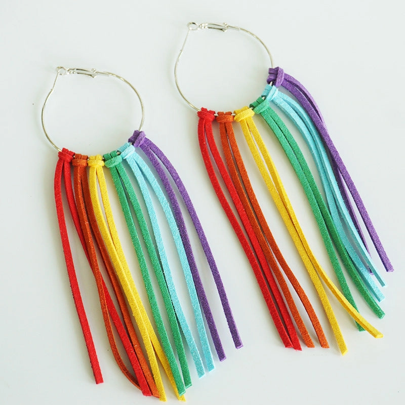 Wholesale Rainbow Flag LGBT Festival Shine Bright Love Acrylic Color Tassel Ear Ring