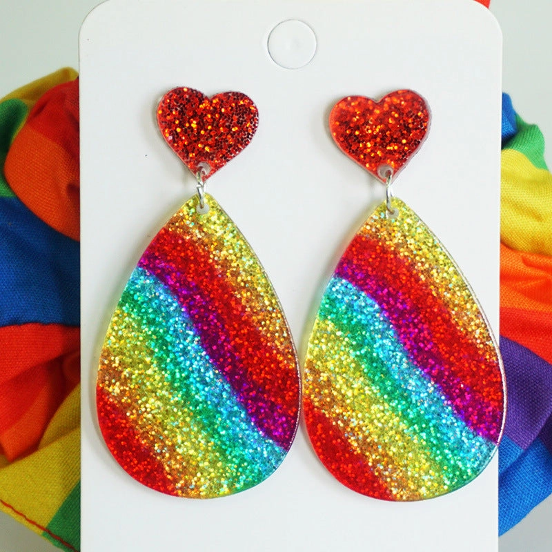 Wholesale Rainbow Flag LGBT Festival Shine Bright Love Acrylic Color Tassel Ear Ring