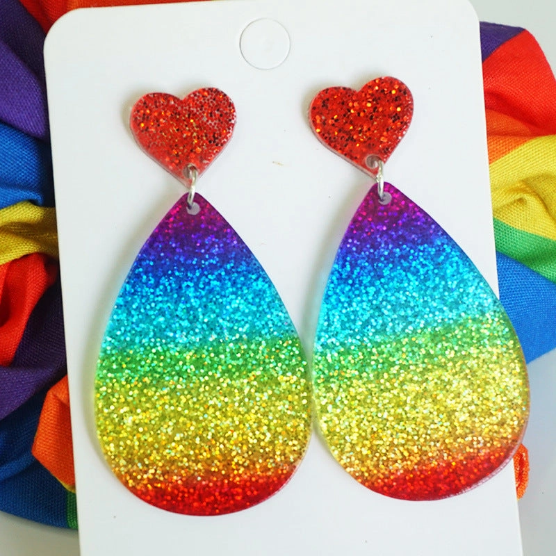 Wholesale Rainbow Flag LGBT Festival Shine Bright Love Acrylic Color Tassel Ear Ring