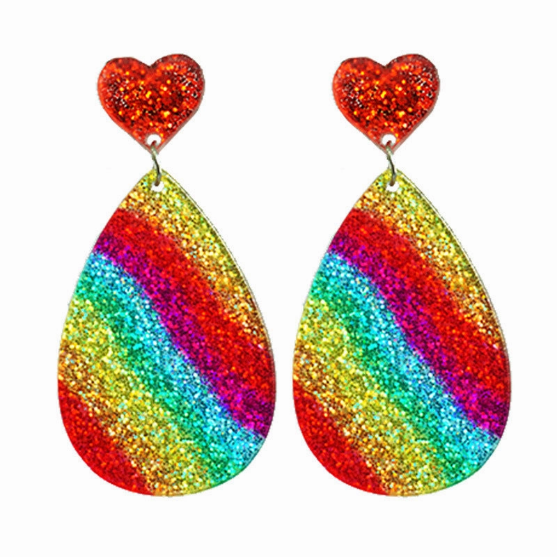 Wholesale Rainbow Flag LGBT Festival Shine Bright Love Acrylic Color Tassel Ear Ring