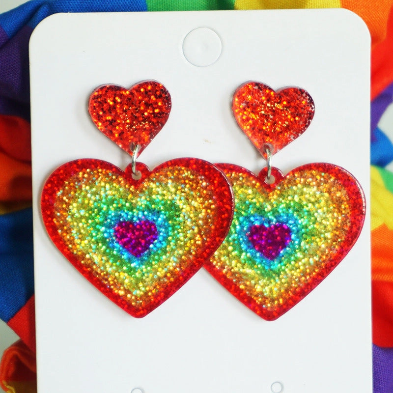 Wholesale Rainbow Flag LGBT Festival Shine Bright Love Acrylic Color Tassel Ear Ring