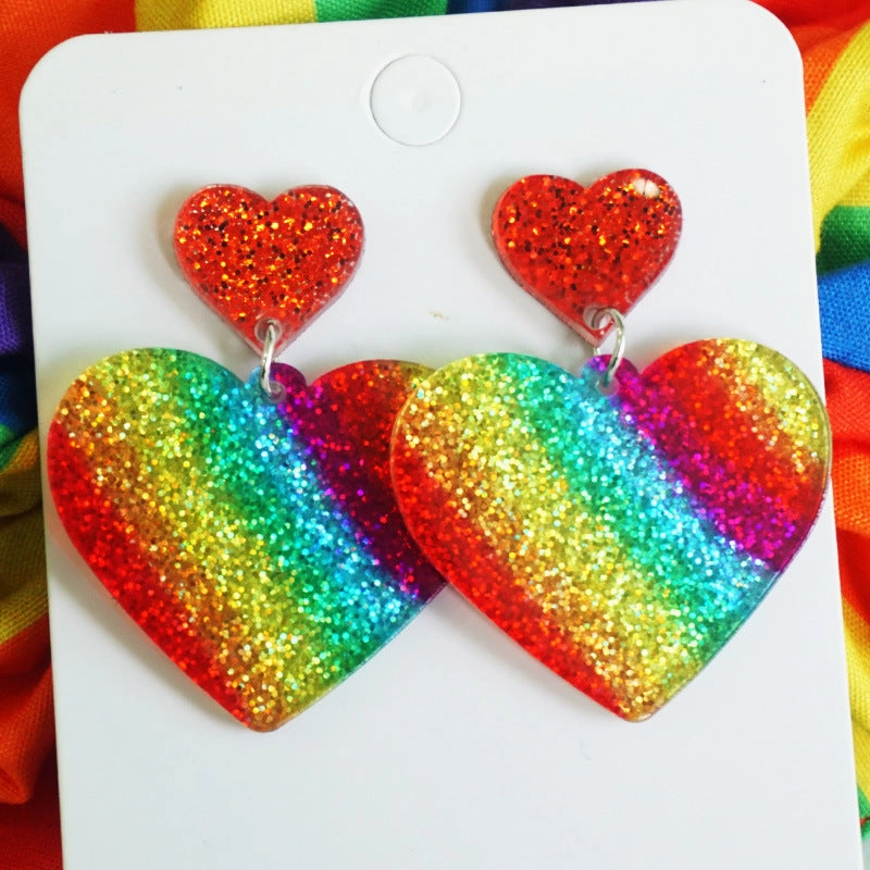Wholesale Rainbow Flag LGBT Festival Shine Bright Love Acrylic Color Tassel Ear Ring