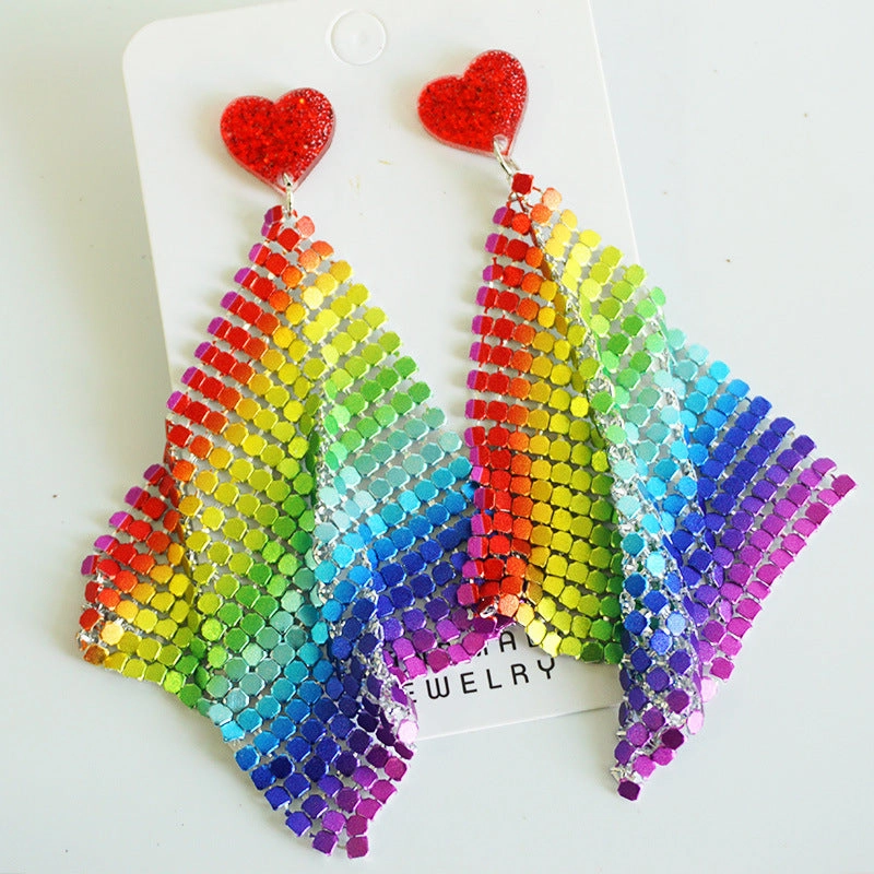 Wholesale Rainbow Flag LGBT Festival Shine Bright Love Acrylic Color Tassel Ear Ring