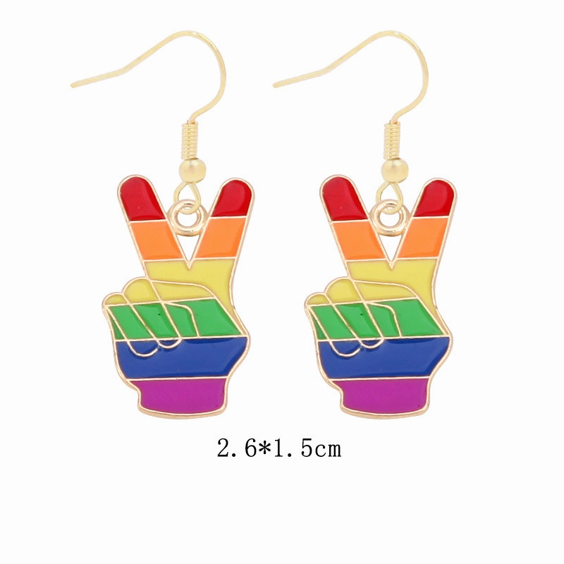 Wholesale Rainbow Flag Love Heart Alloy Pendant Drip Oil Earrings