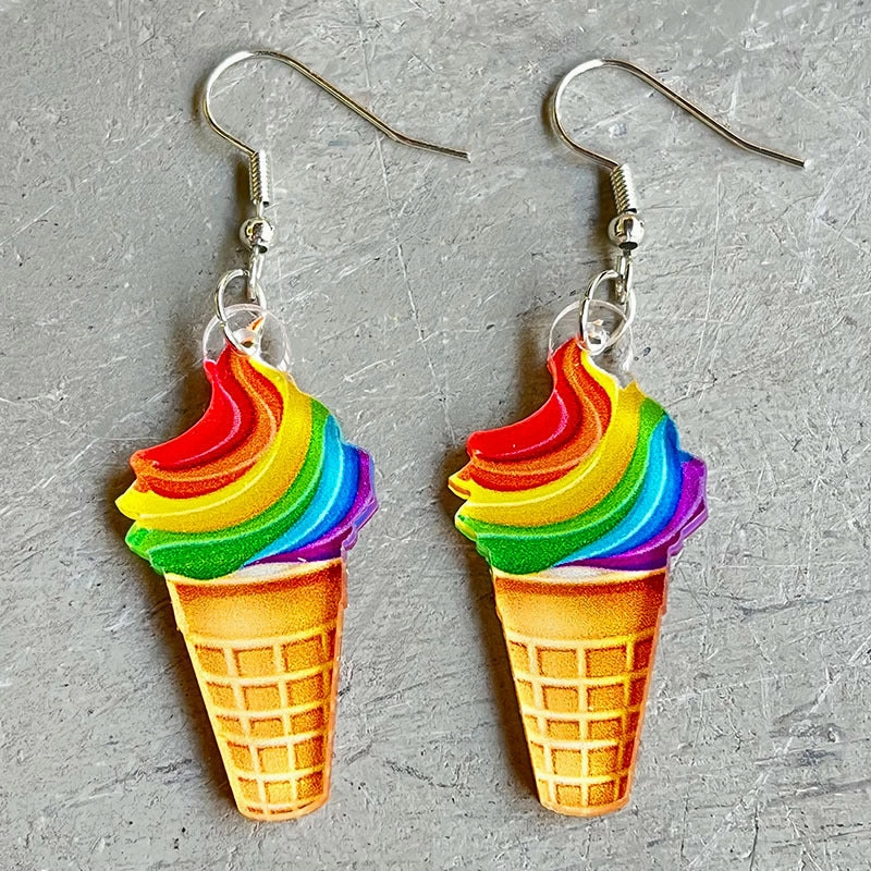 Wholesale Rainbow Game Machine Mushroom Elf Drink Color Pen Acrylic Fun Earrings