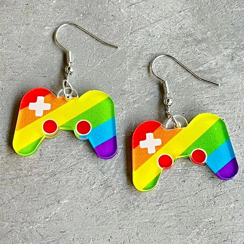 Wholesale Rainbow Game Machine Mushroom Elf Drink Color Pen Acrylic Fun Earrings