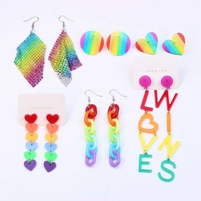 Wholesale Rainbow Gay Alloy Ear Studs