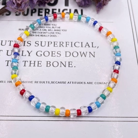 Wholesale Rainbow Glass Rice Bead Bracelet