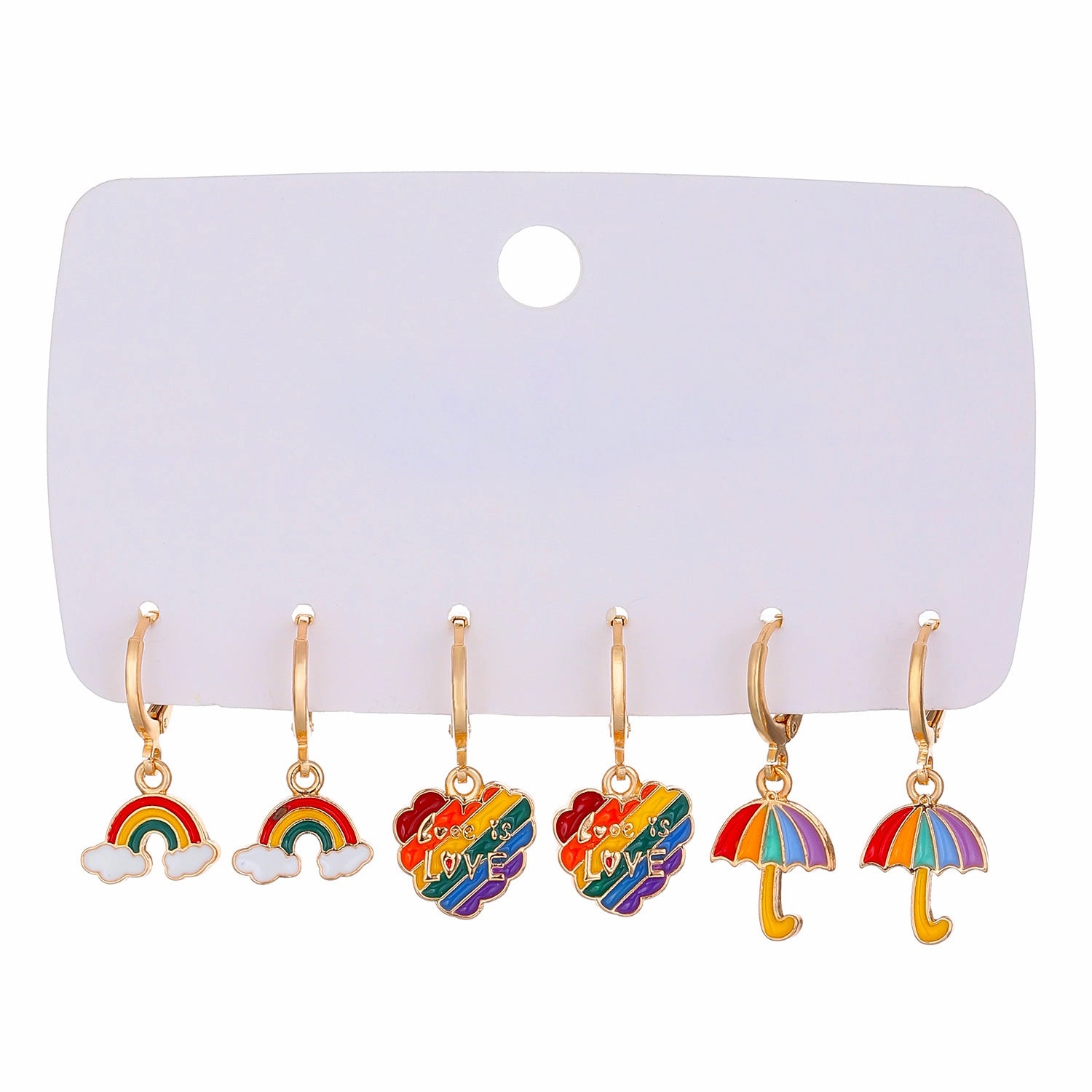 Wholesale Rainbow Heart Alloy Earrings