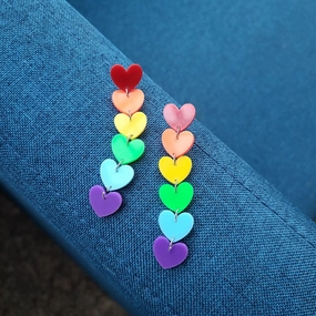 Wholesale Rainbow Hearts Acrylic Earrings
