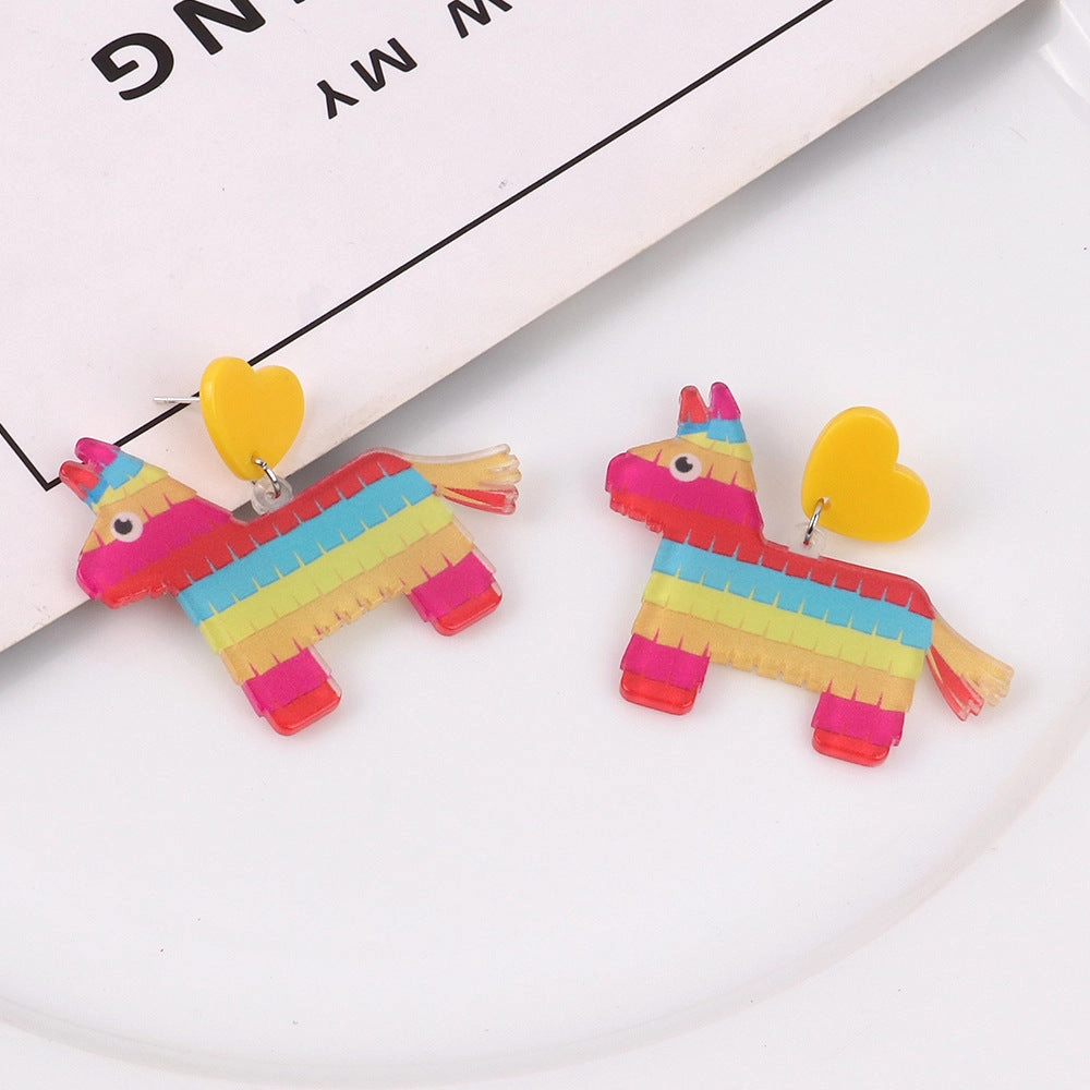 Wholesale Rainbow Horse Dragonfly Acrylic Earrings
