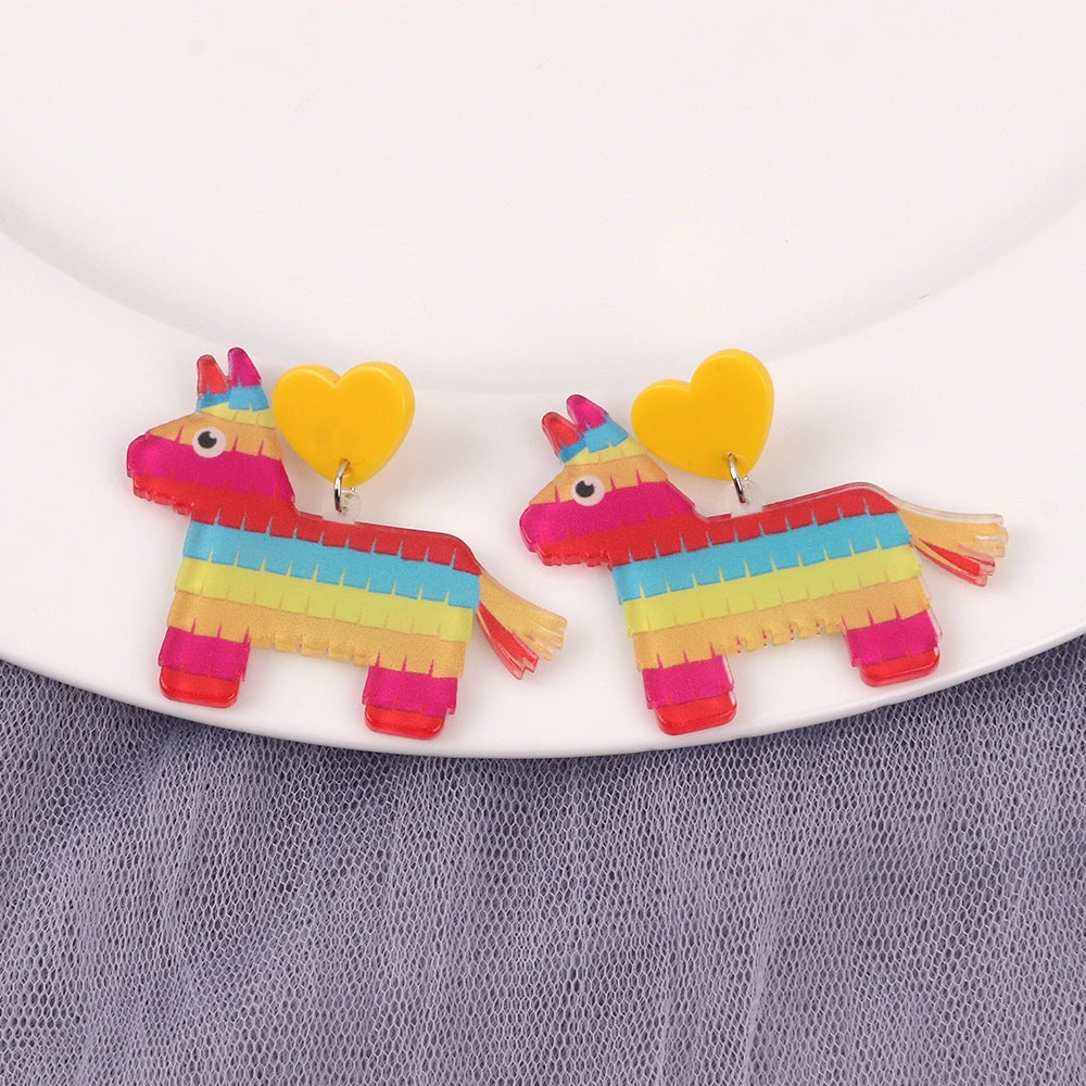Wholesale Rainbow Horse Dragonfly Acrylic Earrings