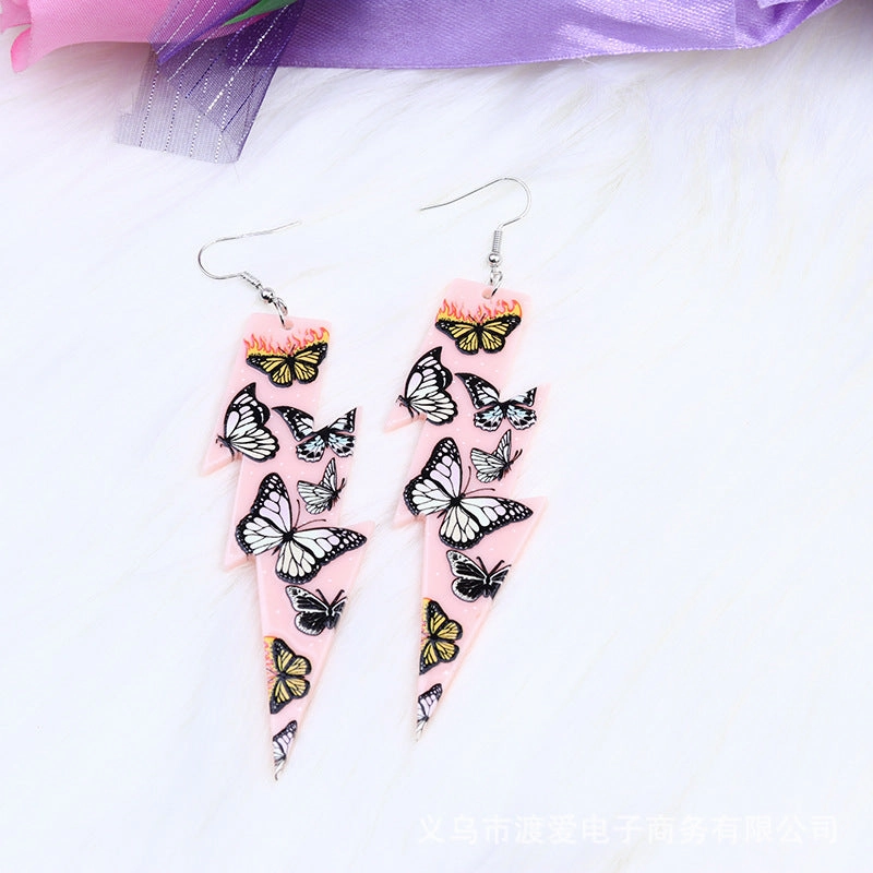 Wholesale Rainbow Leopard Stripe Acrylic Earrings