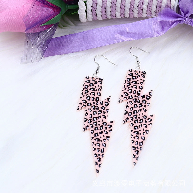 Wholesale Rainbow Leopard Stripe Acrylic Earrings