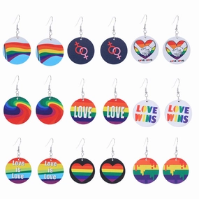 Wholesale Rainbow LGBT Collection Wood Earrings