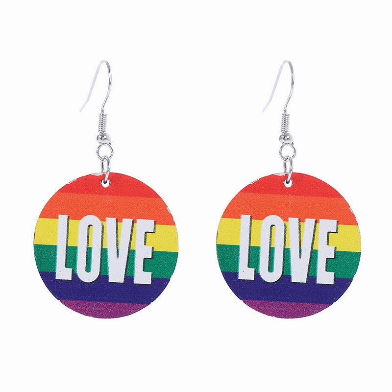 Wholesale Rainbow LGBT Collection Wood Earrings