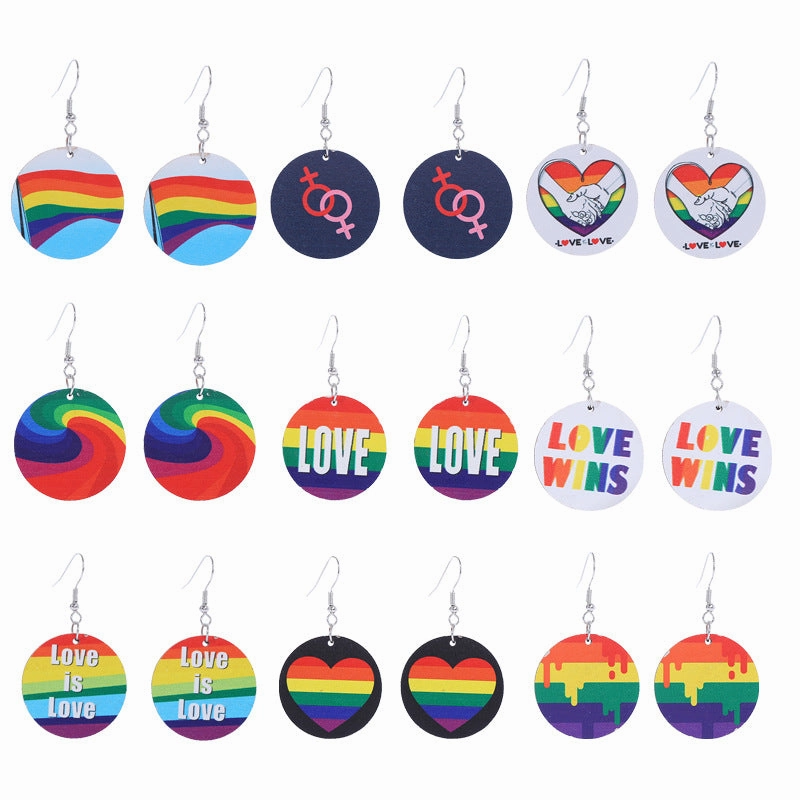 Wholesale Rainbow LGBT Collection Wood Earrings