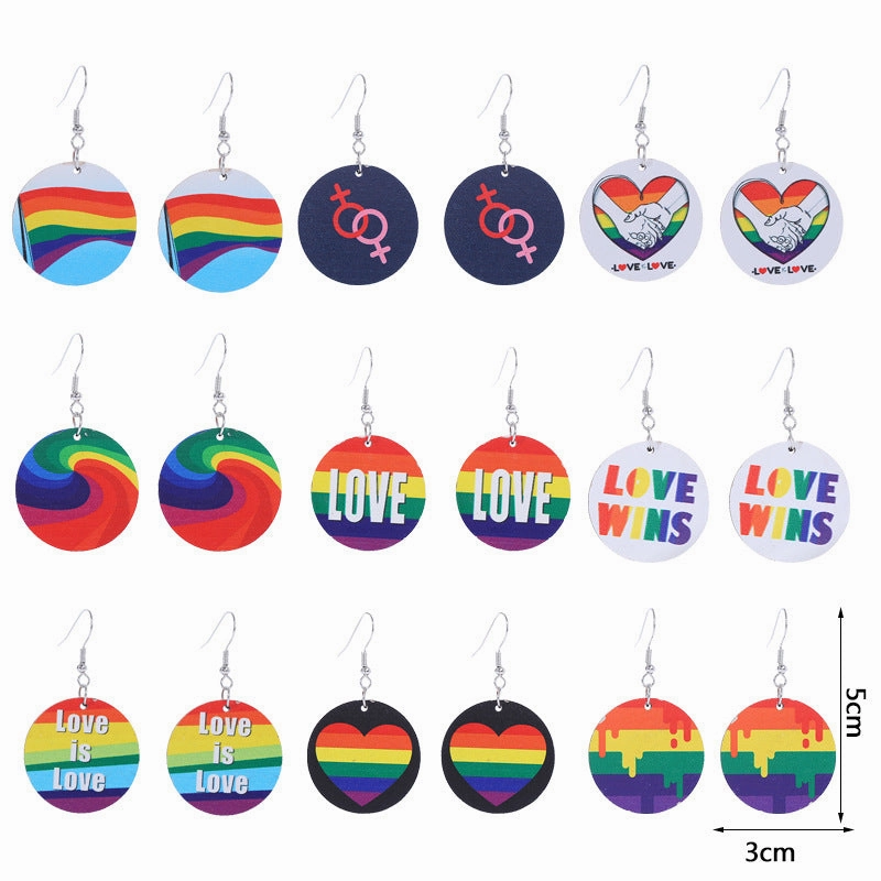 Wholesale Rainbow LGBT Collection Wood Earrings