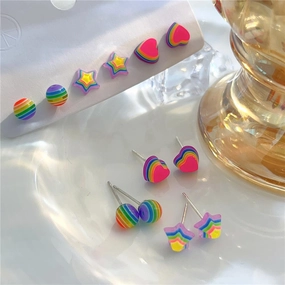 Wholesale Rainbow Love Alloy Earrings