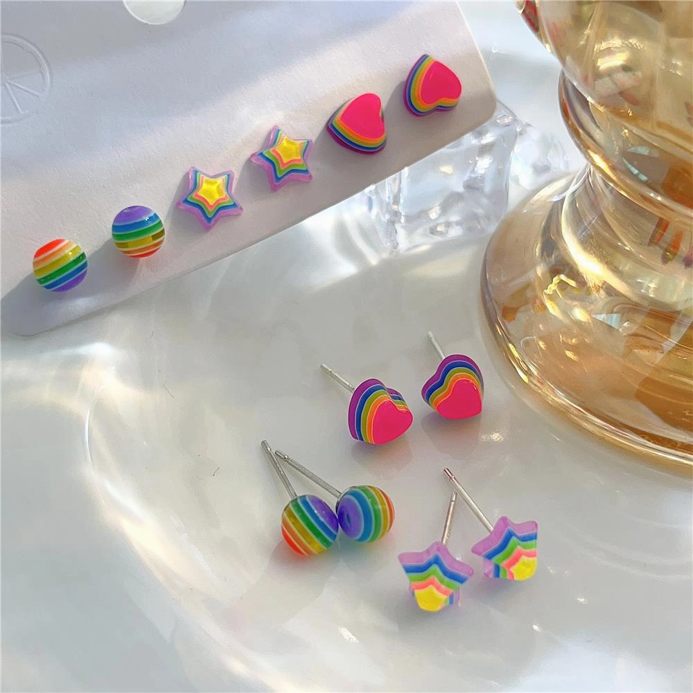 Wholesale Rainbow Love Alloy Earrings