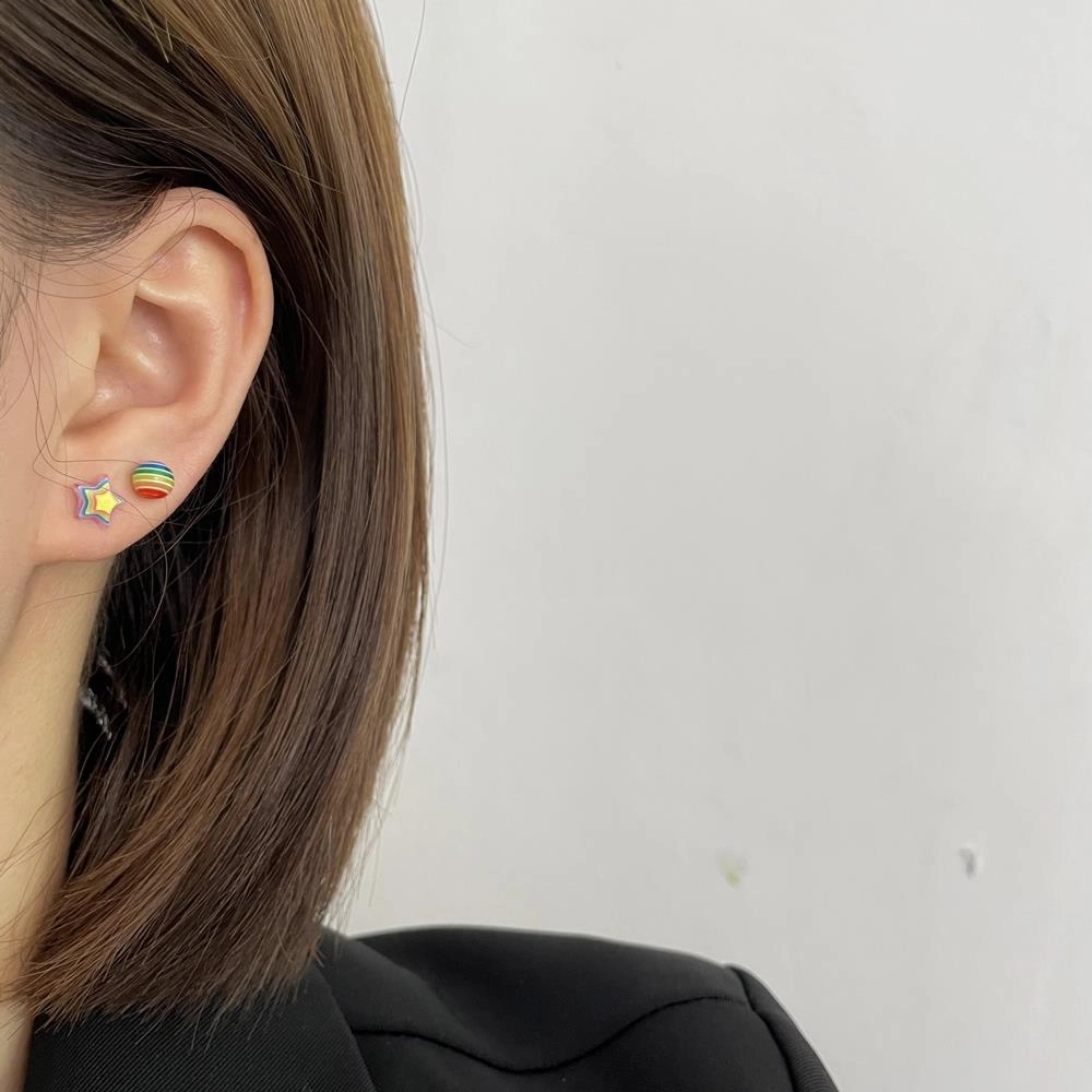 Wholesale Rainbow Love Alloy Earrings