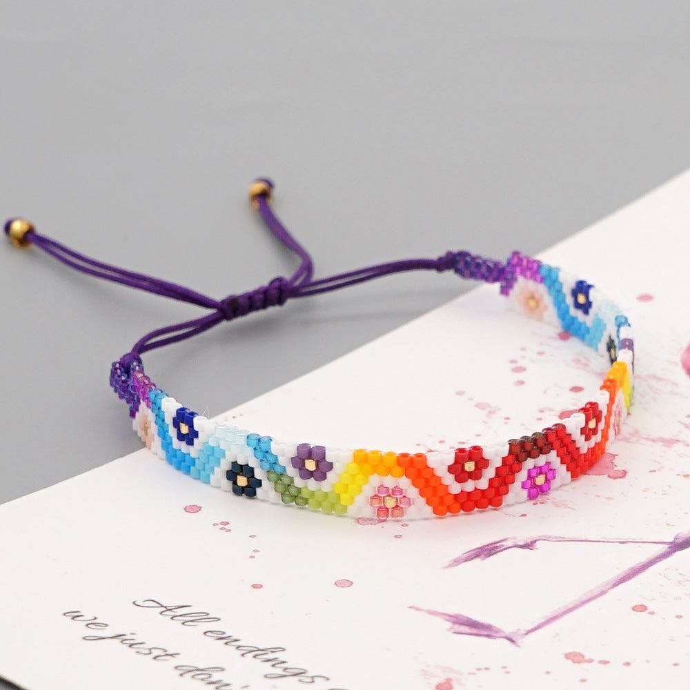 Wholesale Rainbow Lucky Eye Beads Woven Heart Bracelet