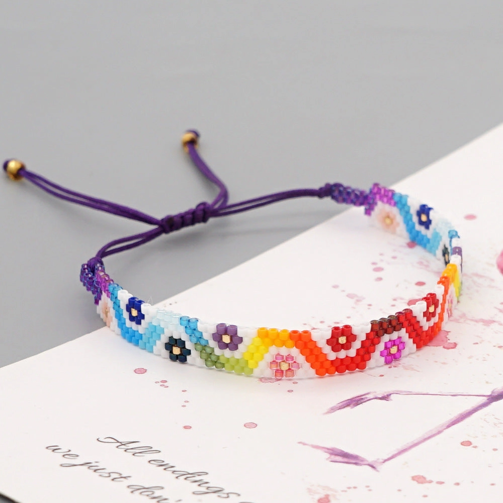 Wholesale Rainbow Lucky Eye Beads Woven Heart Bracelet