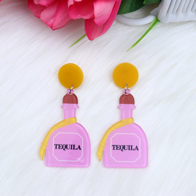 Wholesale Rainbow Pony Playing Guitar Cactus Acrylic Earrings