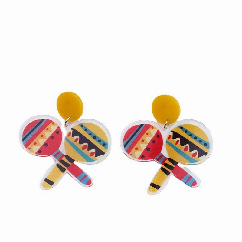Wholesale Rainbow Pony Playing Guitar Cactus Acrylic Earrings