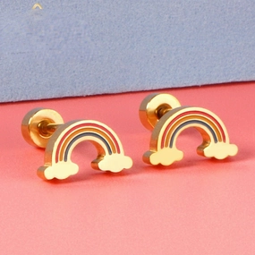 Wholesale Rainbow Seashell Stainless Steel Ear Studs Earrings