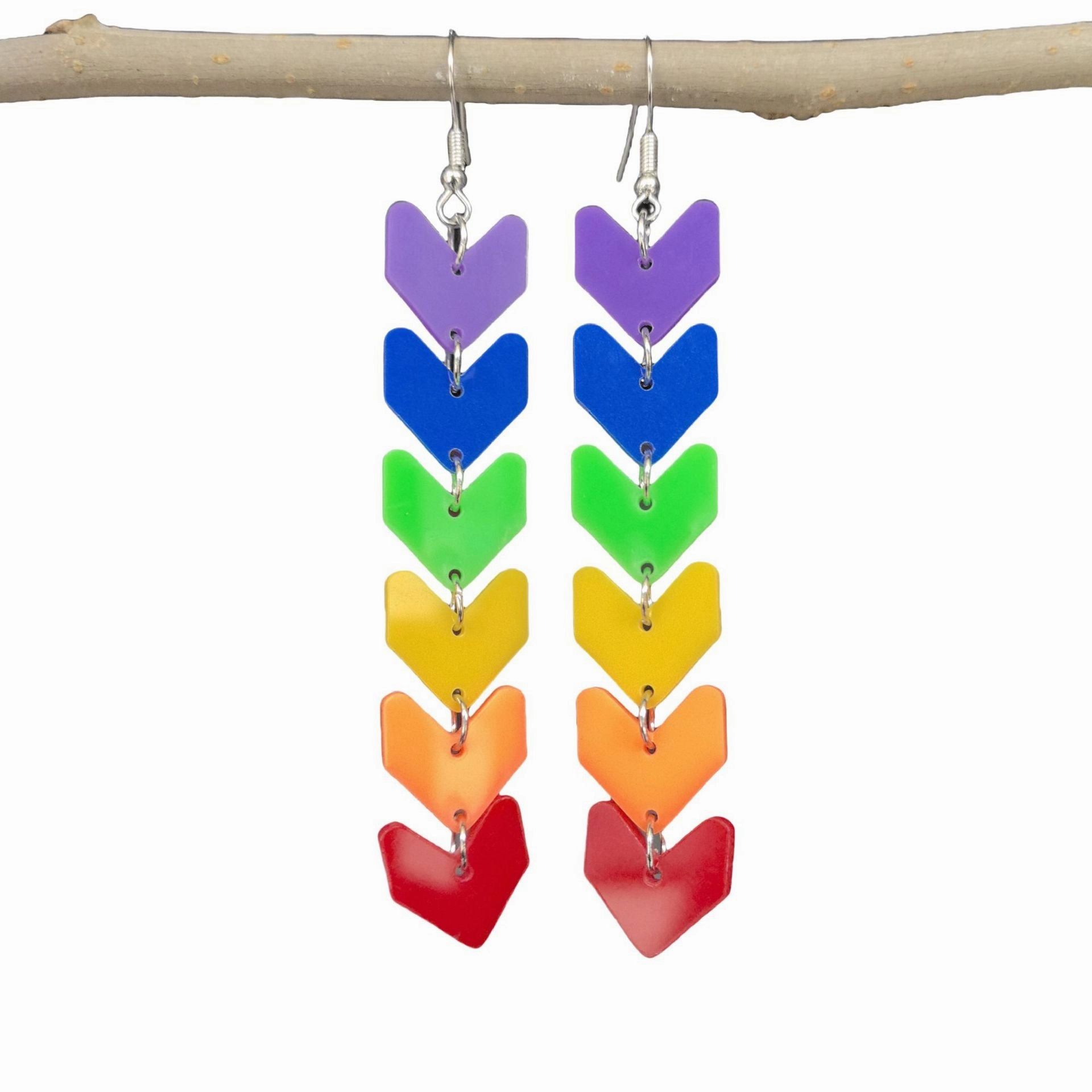 Wholesale Rainbow six-color acrylic tassel heart flower arrow earrings