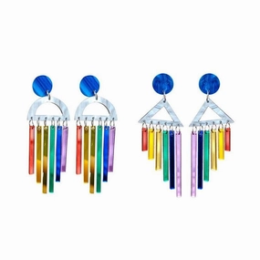 Wholesale Rainbow Tassel Acrylic Earrings