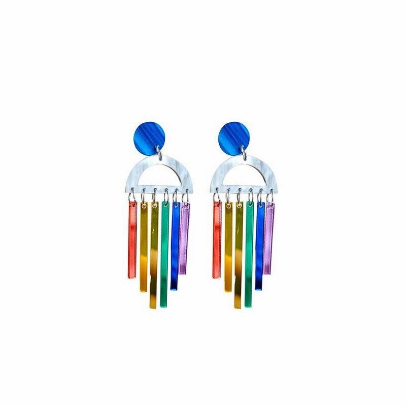 Wholesale Rainbow Tassel Acrylic Earrings