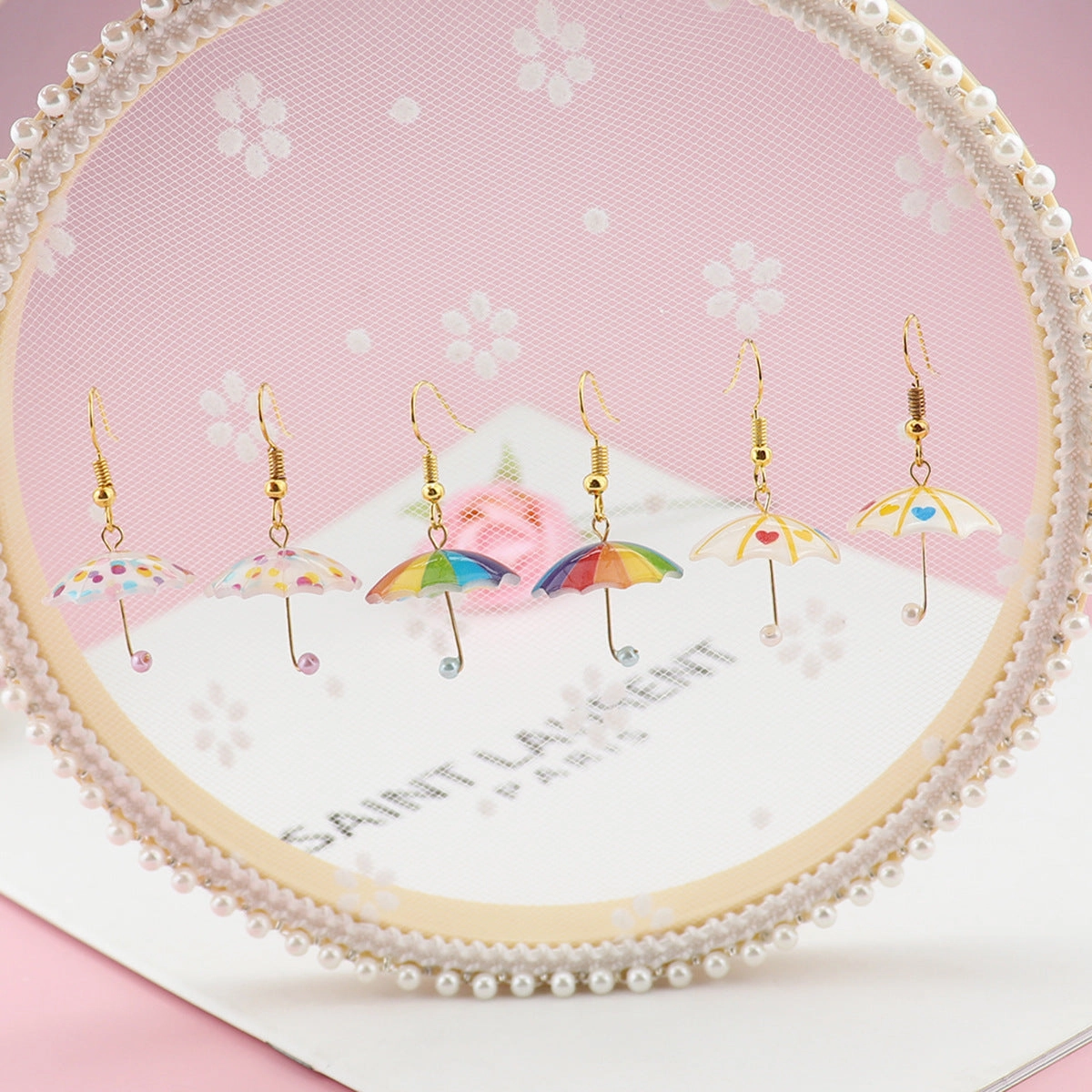 Wholesale Rainbow Umbrella Acrylic Earrings