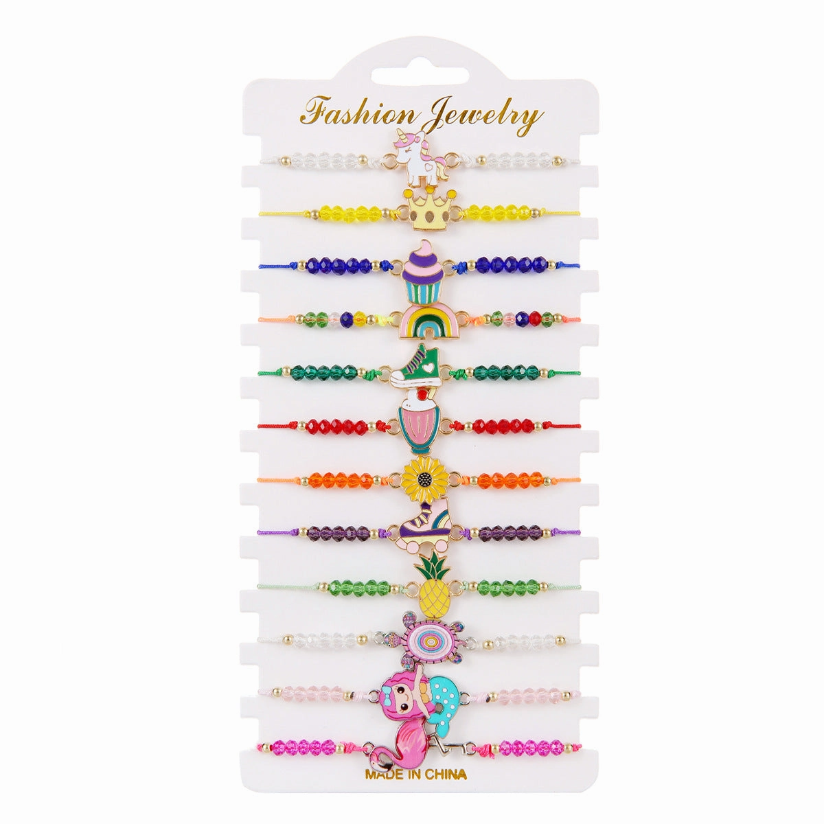 Wholesale Rainbow Unicorn Kids Woven Bracelet