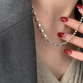 Wholesale rainbow zircon vintage style sweater chain necklace
