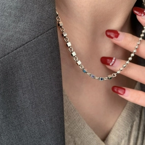 Wholesale rainbow zircon vintage style sweater chain necklace