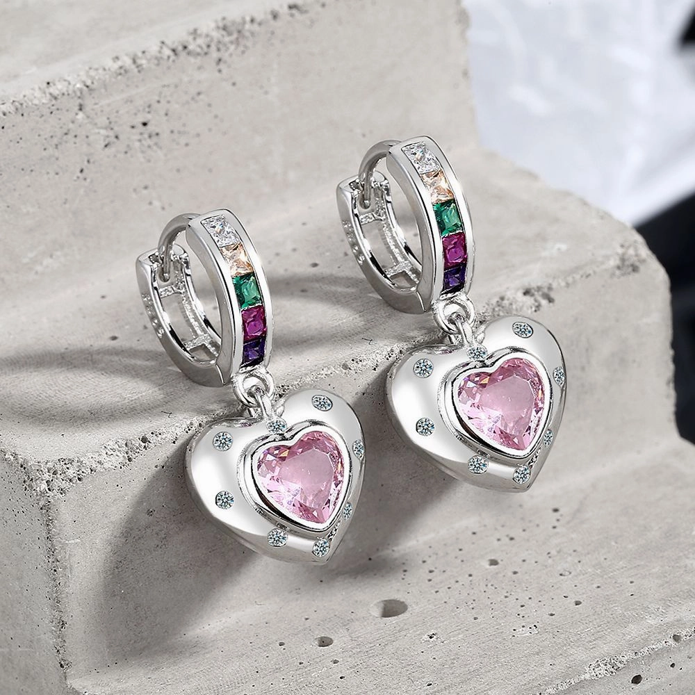 Wholesale Rainbow Zirconia Copper Earrings