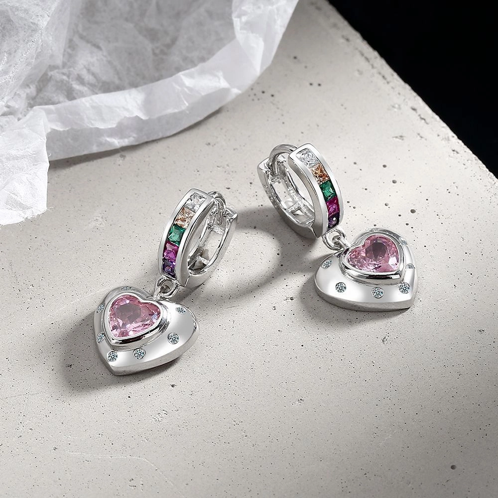 Wholesale Rainbow Zirconia Copper Earrings